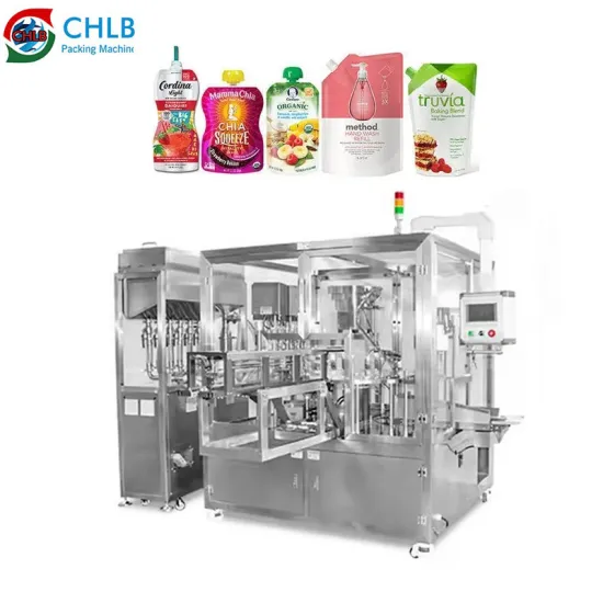 High Speed Customizable Standing Pouch Filling and Capping Machine for Juice and Milkshakes