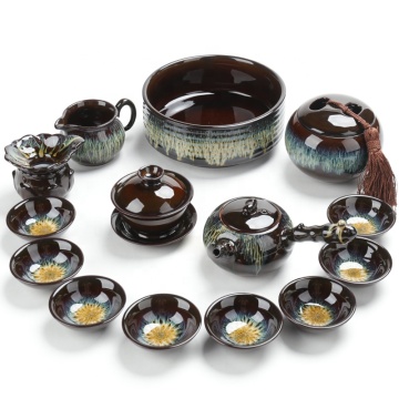 Asia Kungfu Style Handcrafted Glazed Ceramic Tea Set