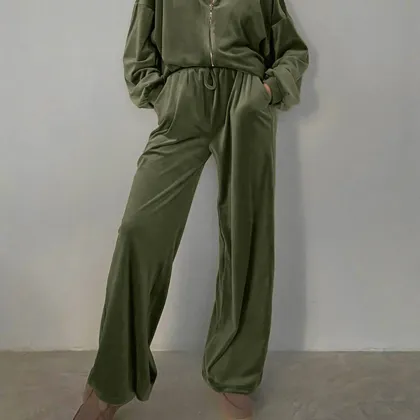 Fall Winter Warm Solid Velvet Pants
