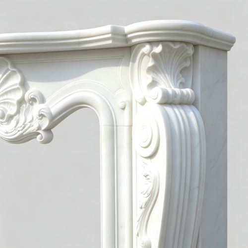 French White Resin Mantel with Rosette