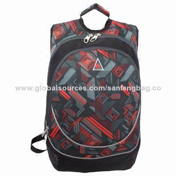 Rucksack with Beautiful Flower Printing, Made of 600D Material