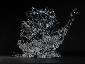 Transparent Age of Sail Crystal Galleon Sculpture