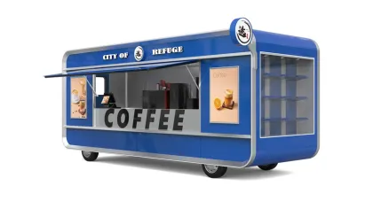 Custom modular mobile coffee trailer for North American