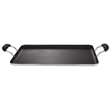 Aluminum Double Burner Griddle Pan: Non-Stick Pancake and Egg Cooking Pan with Silicone Handles