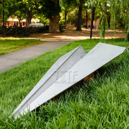 Outdoor Garden Art Metal Aircraft Statue Stainless Steel Airplane Sculpture