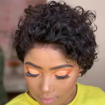 Lily Short Curly Lace Front Wigs 13x1 Brazilian Water Wave Human Hair Wigs Pixie Cut Transparent Lace Wig for Black Women