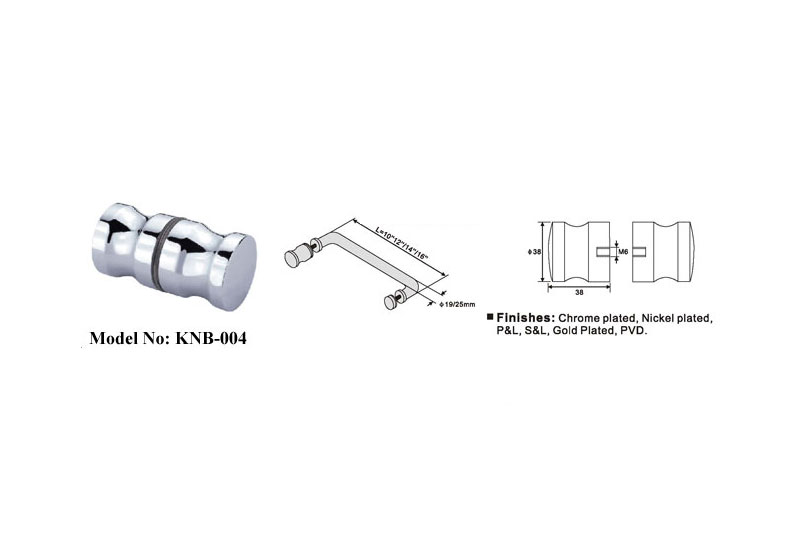 Stainless Steel Silver Shower Glass Door Knob B