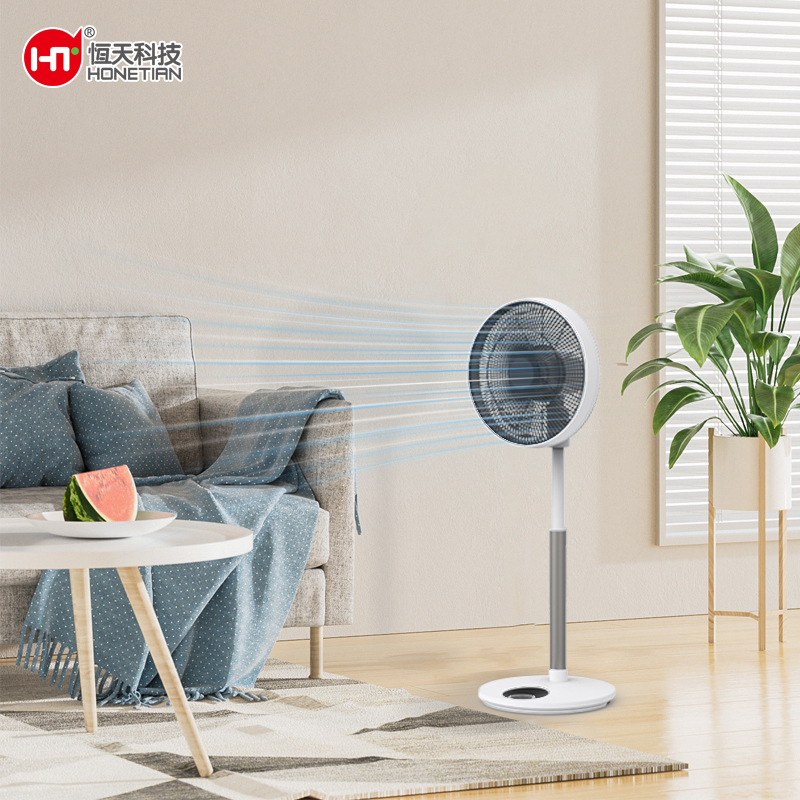 HONETIAN LED display remote control 12 speeds 4 modes 8 timer 7 blades 14 inches DC circulator custom colors plastics stand fan