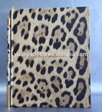 luxury hard cover custom made notebook with pen attached