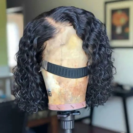 Cheap Deep Wave Bob Wig Natural Human Hair Hd Full Transparent Lace Front Wig Raw Indian Virgin Human Hair Lace Frontal Wig