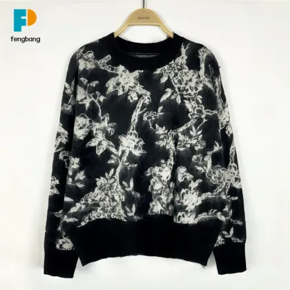 Cool Ink Wash Gradient Loose-Fitting Sweater