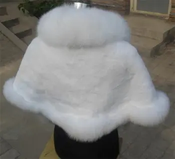 white fox fur  cape with trim