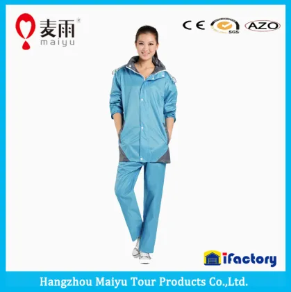 Maiyu waterproof blue pu rain jacket