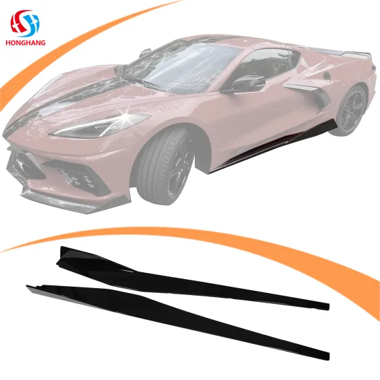 Glossy Black Carbon Fiber Style Side Skirt for Chevrolet Corvette C8