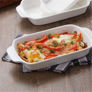 High Quality Handmade Personalized White Rectangle Ceramic Bakeware
