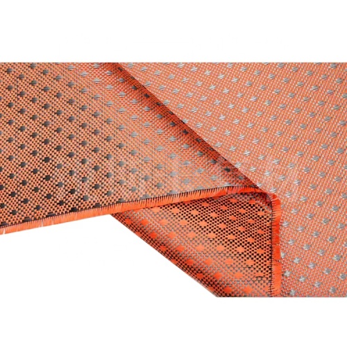 orange aramid kolfiber hybrid trasa jacquard tyg