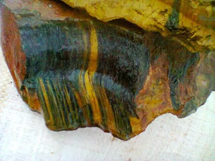 Yellow and blue tiger eye stone block