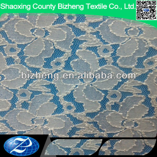 Four Leaf Clover design nylon spandex lace fabric with filamentary silver for wedding dress