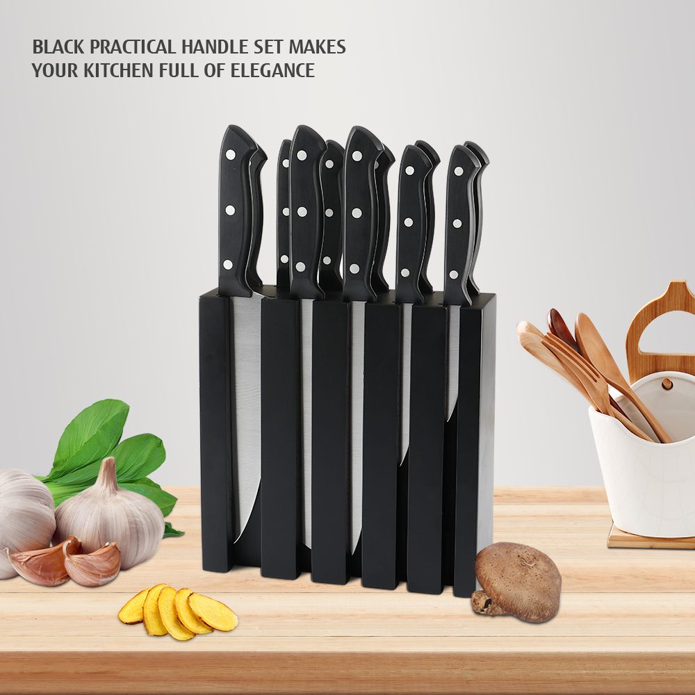 12 PCS KITCEHN KNIFE with BLACK WOOD BLACK