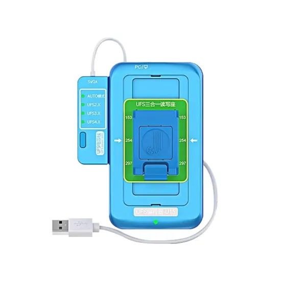 JCID BGA153 254 297 3 in 1 UFS Programmer for UFS2.X, 3.X, 4.X - NAND Chips Identifier & Reader Writer Tool