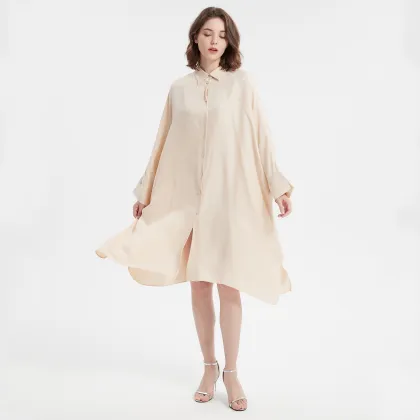 Lady Casual Dress with Asymmetric Hem