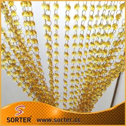 golden color octagon hang curtain crystal beads curtain