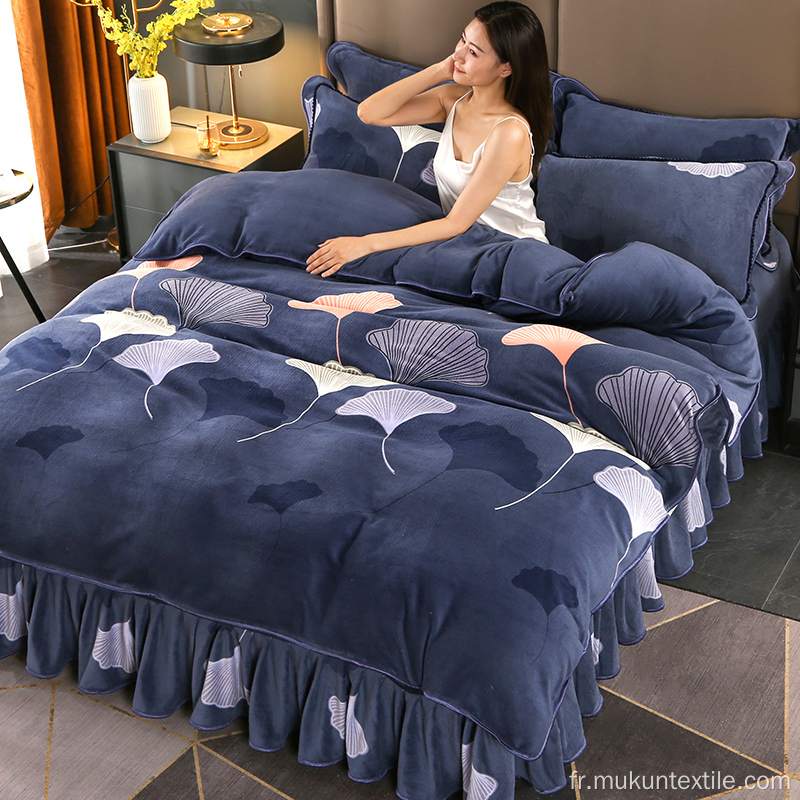 Ensemble de jupe de lit de couleur vive de vente chaude queen king size