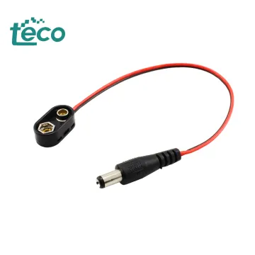 Black Plastic 9V Battery Clip with I-Type Buckle Connector - DC 9V Battery Buckle Connector