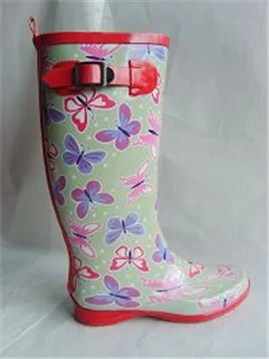 High tube with buckle natural rubber rain boots