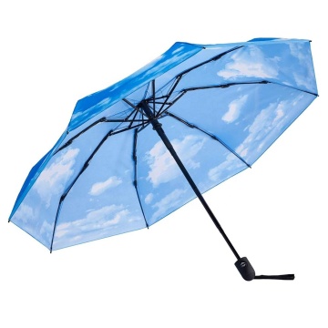 21 Inch 8 Ribs Fully Automatic Foldable Rain Sun Umbrella with Logo Printing for Travel