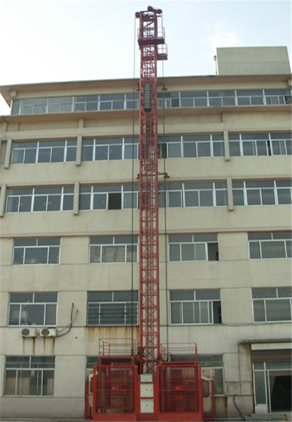 Elevador de materiales de construcción de cuerda de alambre de jaula doble individual