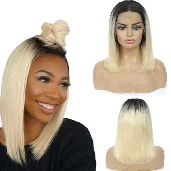 Peruvian Colored Blonde 1B/613 Bob Wigs Lace Front Straight 100% Human Hair 360 Hd Lace Frontal Bob Wig 10a 180 Density Bob Wig