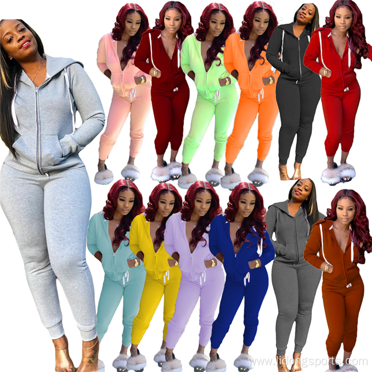 Winter Women Hoodies Sweatsuit Long Sleeve Jogging Wear