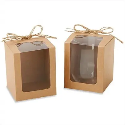 Clear window kraft brown cake box