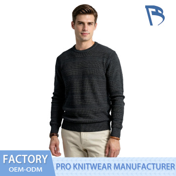 Suéter de cuello redondo de punto tipo gofre horizontal para hombre