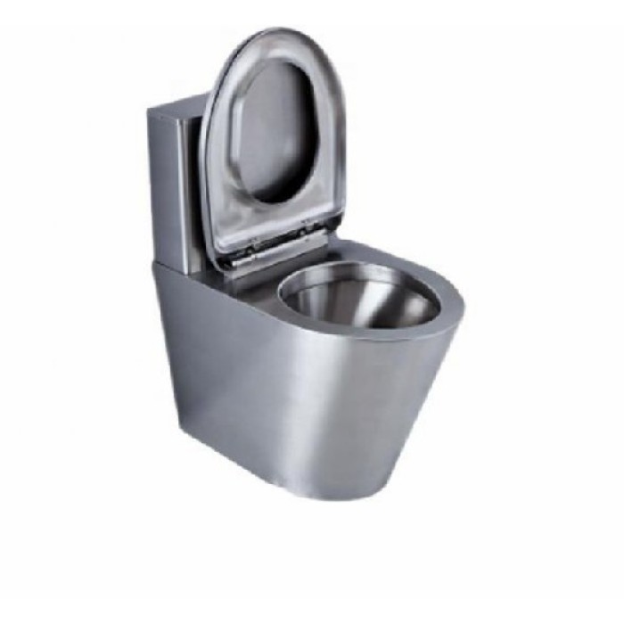 Toilette aus Edelstahl mit Deckel