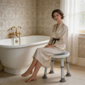 مقعد استحمام أبيض خفيف الوزن قابل للتعديل