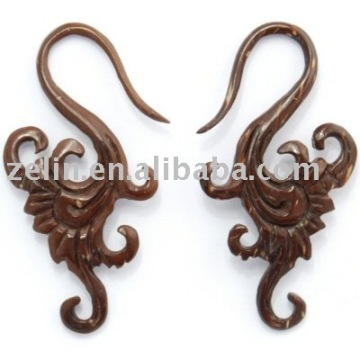 new style ear ring orgnic ear plug wood spiral body piercing jewelry