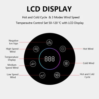 EASTO Ionic Hair Dryer with LCD Display and Temperature Control