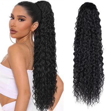 Ekstensi Ponytail Tindakan Gulung 22 Inch - Wig Alami untuk Cosplay dan Pesta