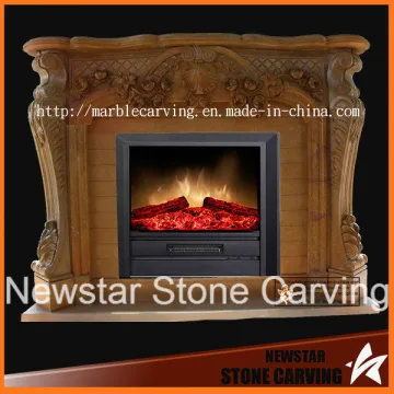 Factory Directly Livingroom Stone Carving Fireplace Surround Fireplace Metal
