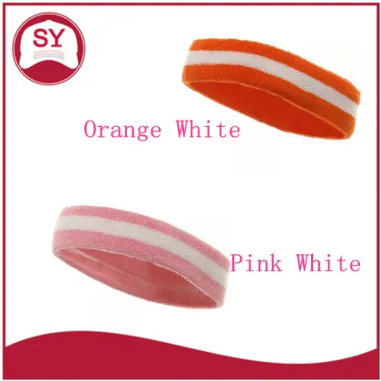 Cotton Terry Stripe sports elastic Headband
