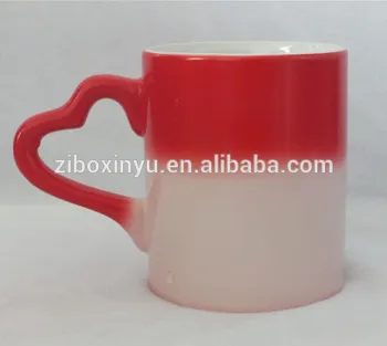 ZIBO XINYU XY-885 11oz Magic Red Mug with Heart Handle