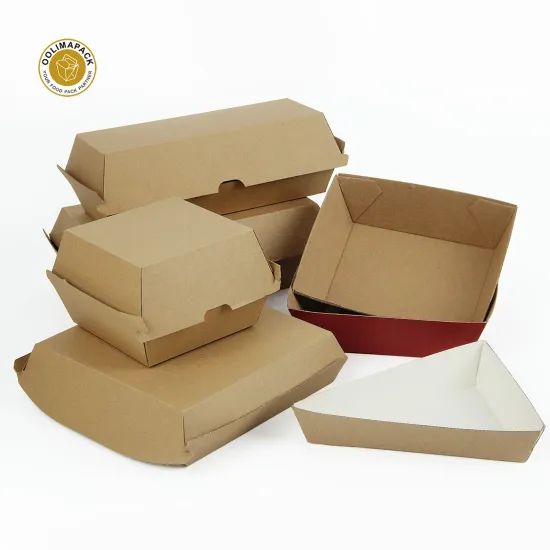 Wholesale Custom Logo Corrugated Hamburg Box for Fast Food and Burger Packaging