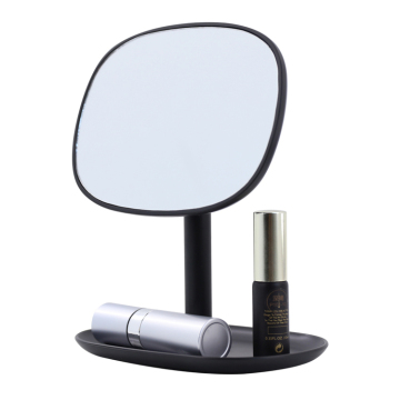 Custom Modern Luxury Oval Makeup Mirror with Stand and Storage for Hotel Bathroom