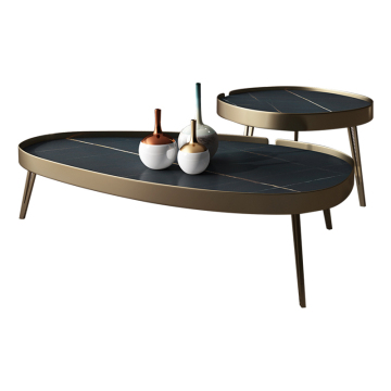 Luxury Italian Contemporary Marble Top Coffee Table with Steel Base