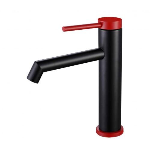 304 Stainless-steel black red single hole basin faucet