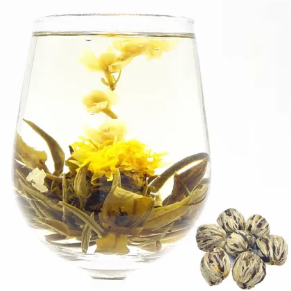 Wholesale Chinese Handmade White Jasmine Flower Tea Blooming Tea Ball