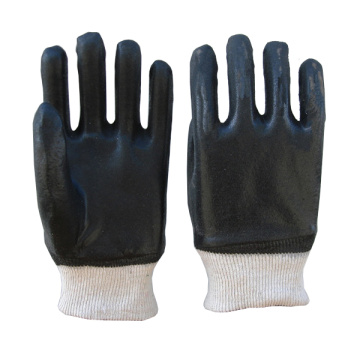 Black PVC-beschichtete Strick-Handgelenk-Leichte Liner-Arbeitshandschuhe