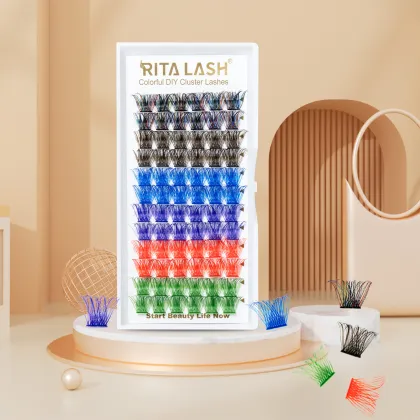 Wholesale DIY Fan Eyelashes: Mixed Color Segment Lashes & Colorful Eyelash Extensions